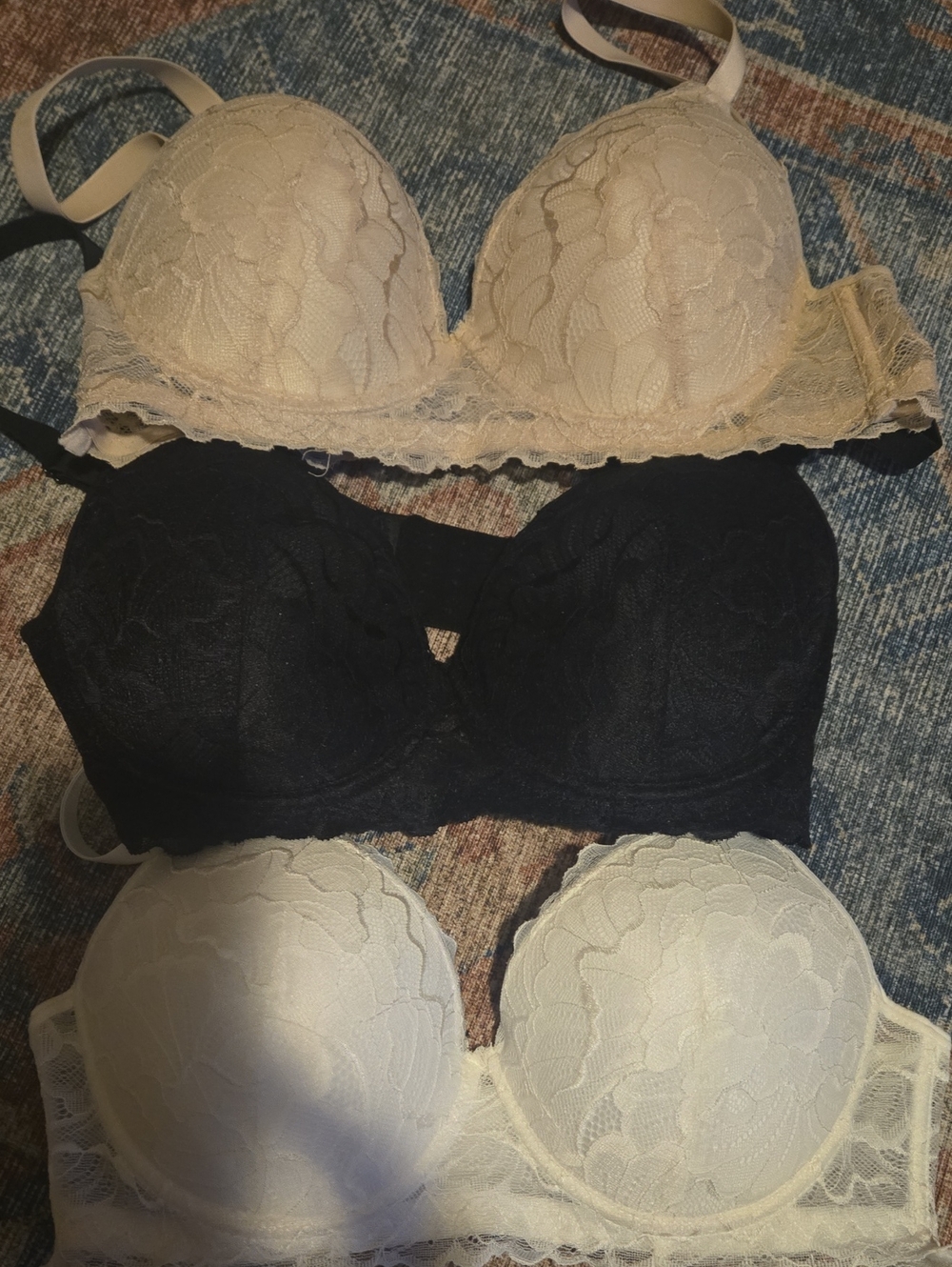 Lace Push-Up Bra - Black, Ivory, Beige